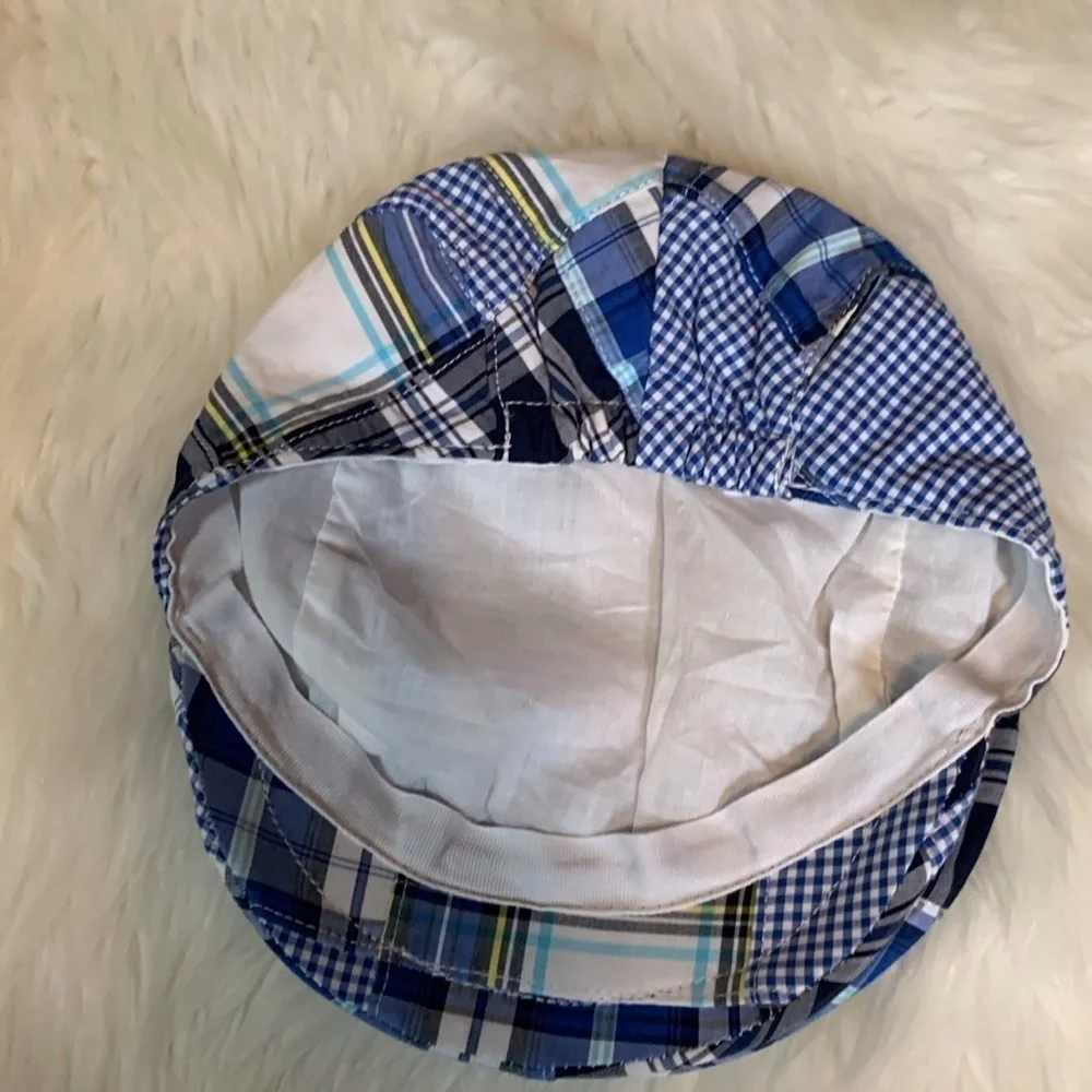 Janie and Jack cobalt plaid newsboy / cabbie cap Size 0-6 Months